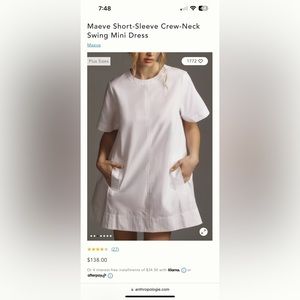 White Anthropologie Boxy Style Dress Size XS